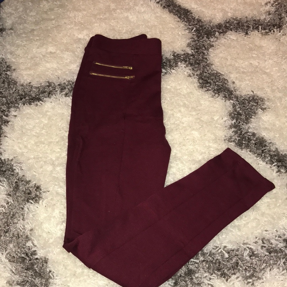 Maroon high rise leggings